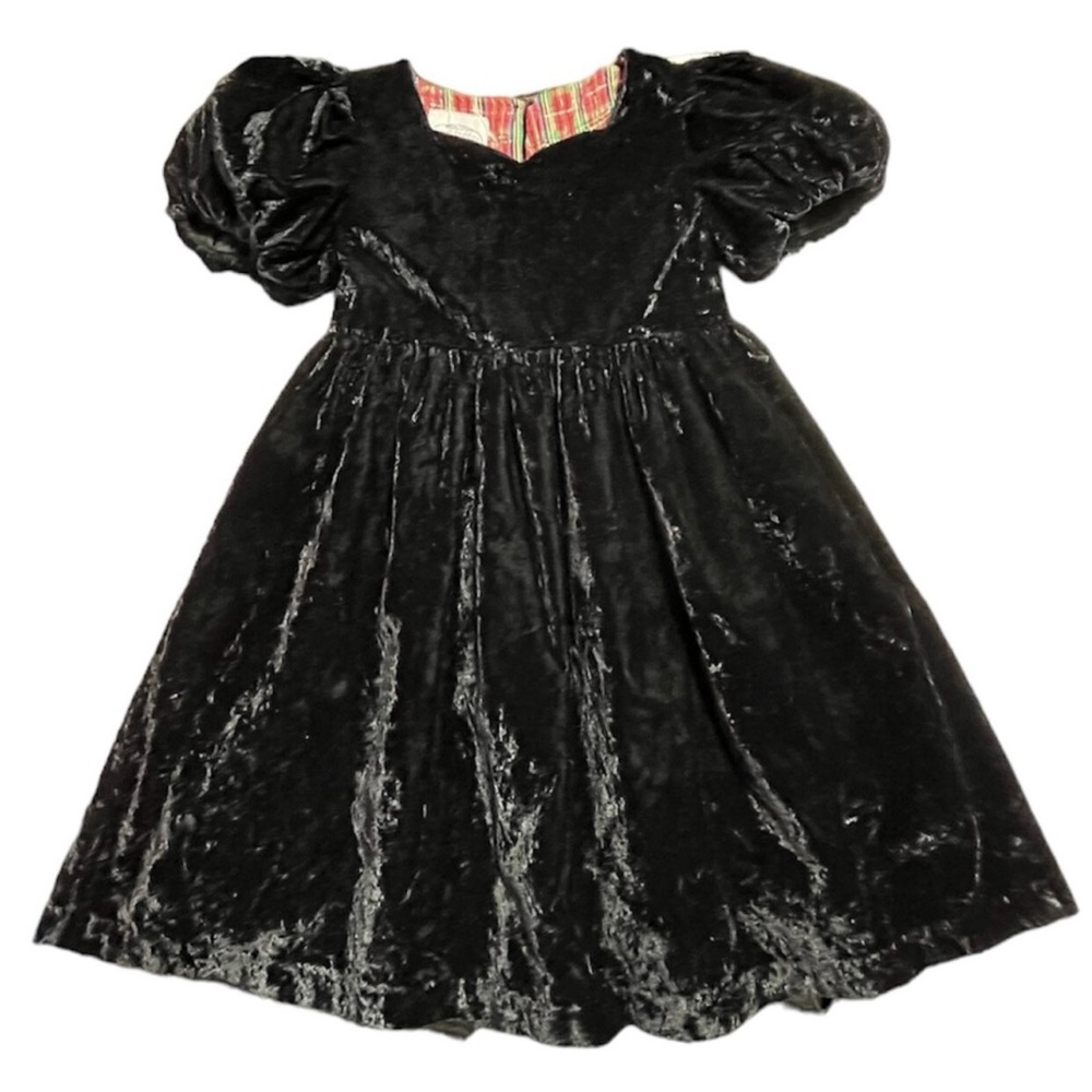 Vintage Plum Pudding crushed velvet poof sleeve dress 6X